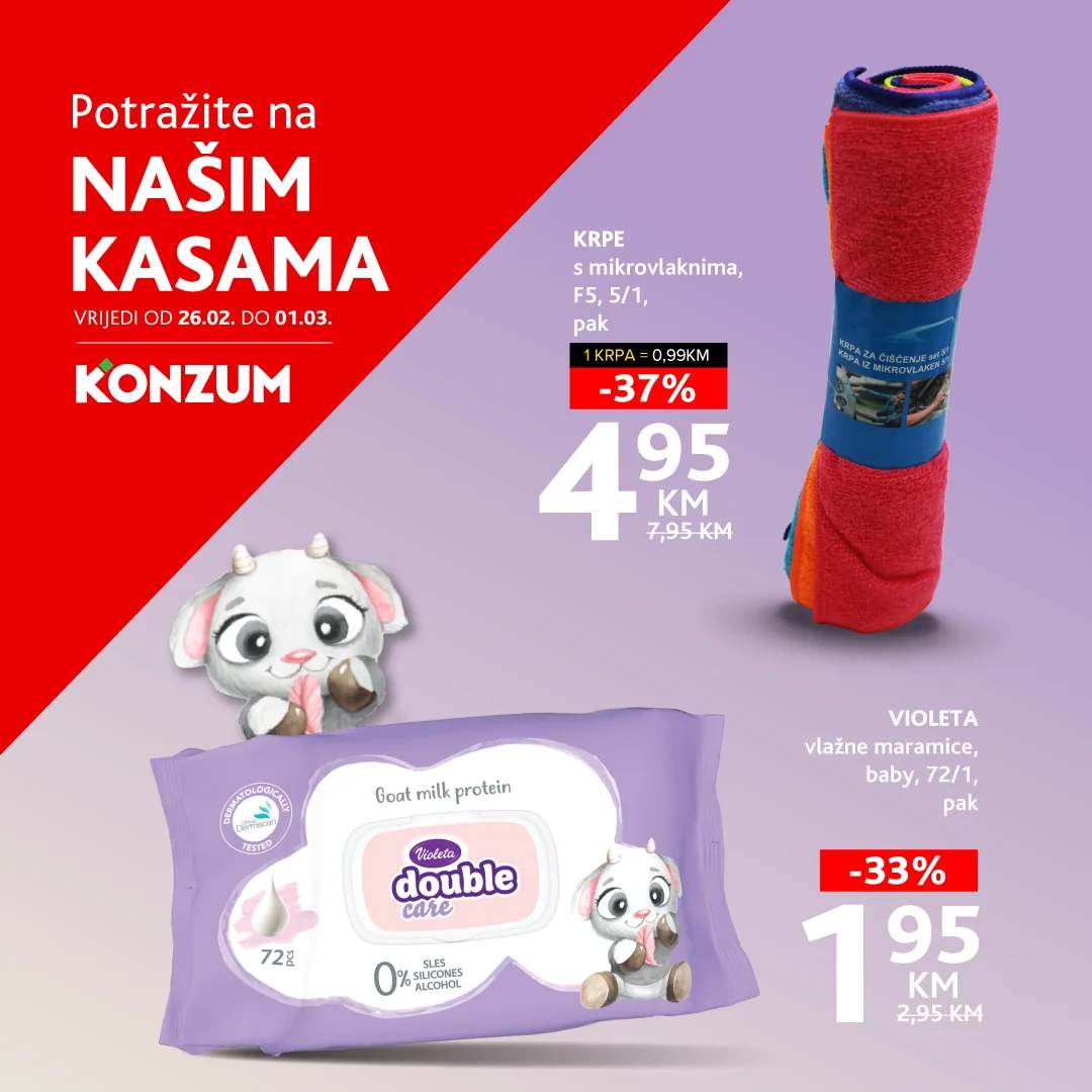 Konzum AKCIJA NA KASAMA 26.2-1.3.2026.